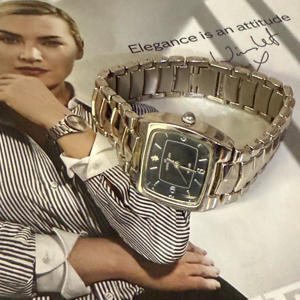 ANNE KLEIN Silver Stainless Steel Watch / Black Face dial
